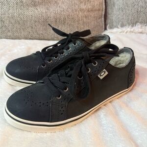 UGG Black Sneakers with Cream Accents and grey interior.  Women’s size 7.5 New